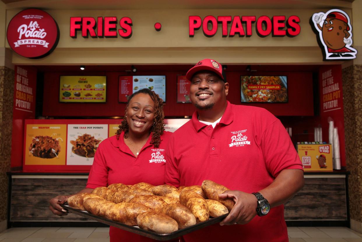 Lakita and Aaron Spann, the co-founders of Mr. Potato Spread, a popular gourmet potato restaurant that began in their home kitchen then grew into a catering business, food truck, Regency Square and Orange Park Mall locations and soon stand-alone and franchise restaurants.