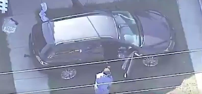 The car in a Logan driveway where the two little girls died. Source: Nine News.