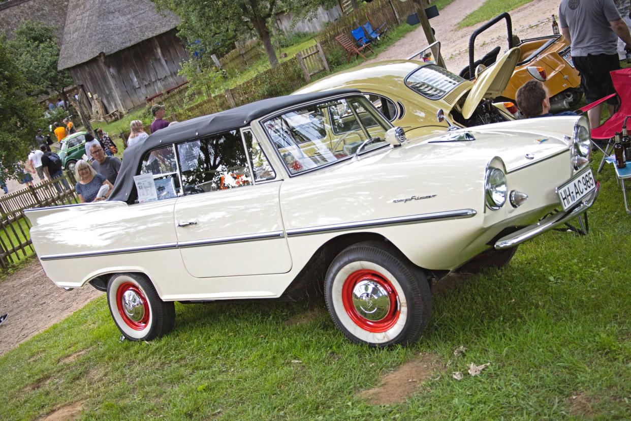 Harburg, Germany - June 16. 2019: close up of Amphicar 770. The Amphicar 770 is a buoyant Amphicar car. Shot was made during the