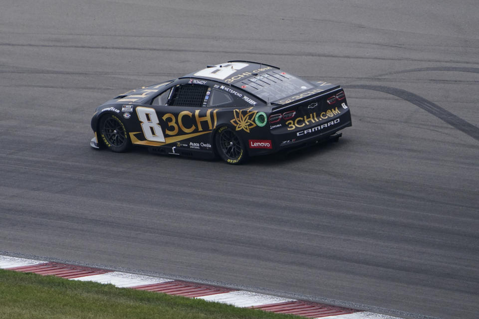 Kyle Busch (8) drives during a NASCAR Cup Series auto race at World Wide Technology Raceway, Sunday, June 4, 2023, in Madison, Ill. (AP Photo/Jeff Roberson)