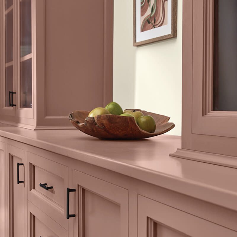 Southern Road, clay natural tone paint on kitchen cabinets