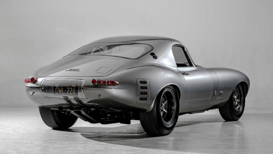 A re-creation of a 1964 Jaguar E-Type Low-Drag Coupe.