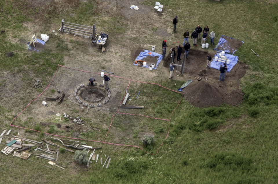 Investigators search for human remains at Chad Daybell's property on June 9. Source: AP