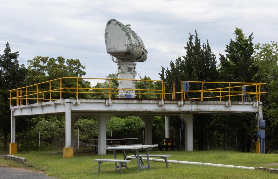 One of two radar systems used to acquire and track targets for the Nike system at Sandy Hook's Fort Hancock. A group of Army veterans are running a recently opened museum dedicated to the Nike missile program and restoring a Nike Ajax missile for it. All the veterans worked on the restoration of the area as volunteers.