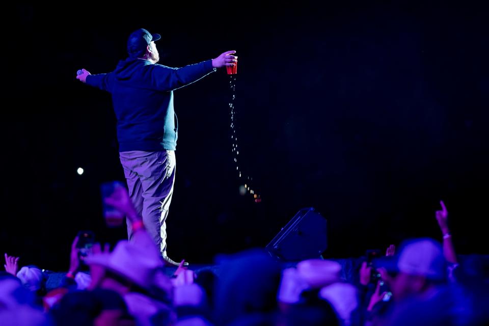 Luke Combs performs at Empower Field at Mile High in Denver, Colo., Saturday, May 21, 2022. The show kicked off Combs’ first-ever headlining stadium tour.