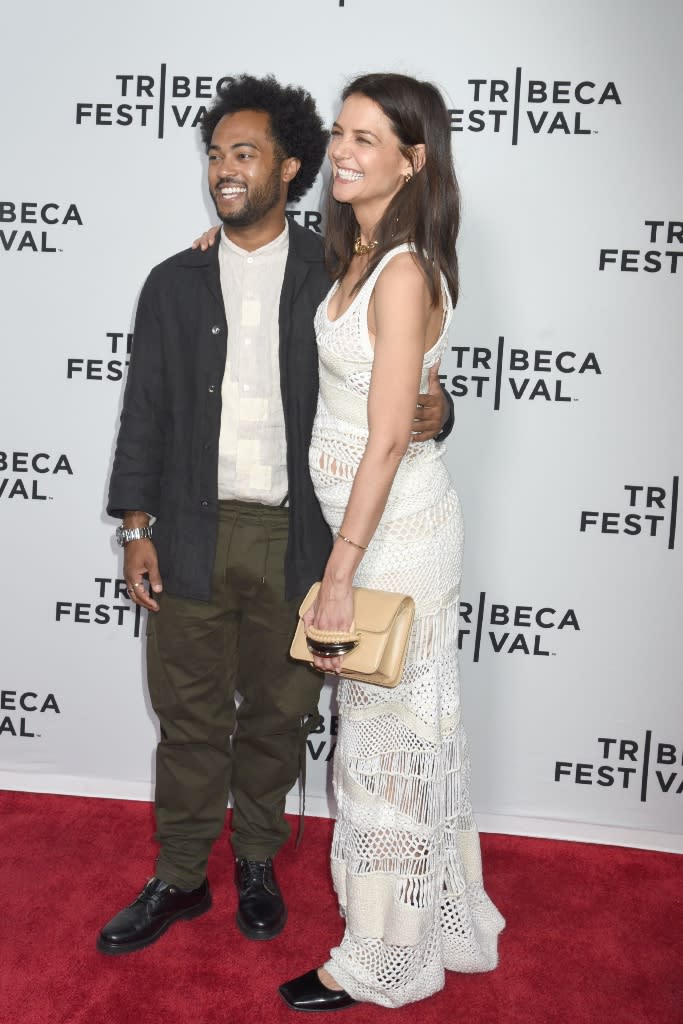 Katie Holmes and Bobby Wooten III attend the world premiere of “Alone Together” at the SVA Theater 1 Silas during the 2022 Tribeca Film Festival in New York City on June 14, 2022. June 2022. - Credit: KCS Presse / MEGA