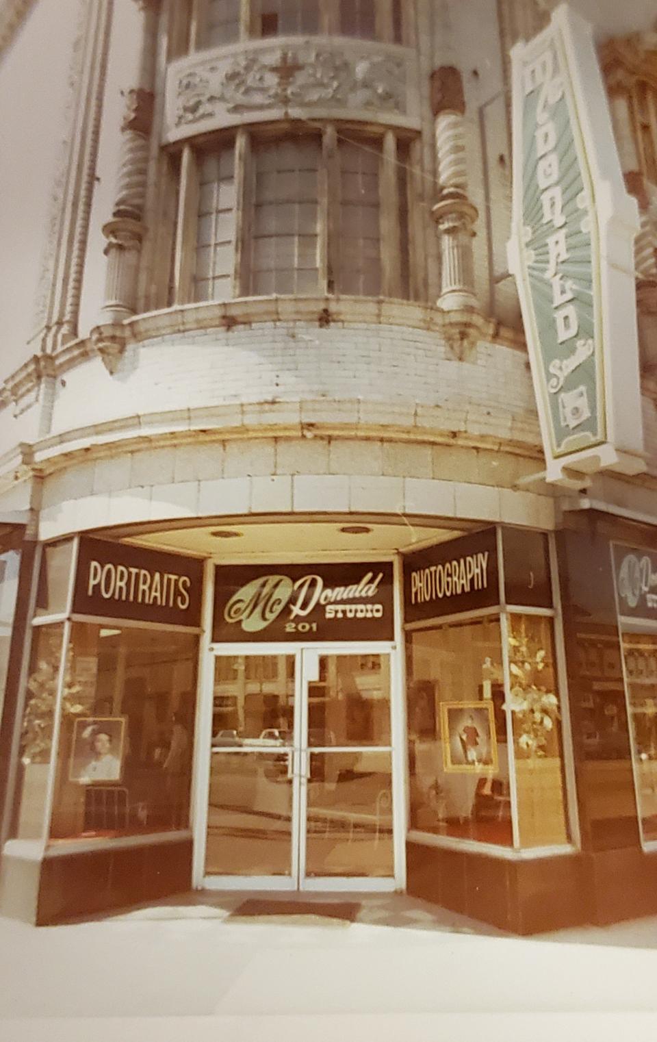 This undated photo shows the entrance to McDonald Studio on Michigan Street and Colfax Avenue in South Bend.