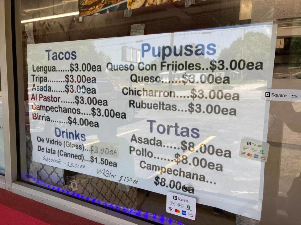 The menu at Delicias Salvadorenas at 415 Green St. in Warner Robins.