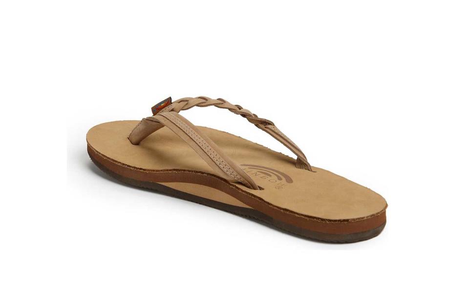 <p>If an easy pair of flip-flops is your vacation footwear of choice, you don’t need to compromise comfort. Rainbow’s <a rel="nofollow noopener" href="http://click.linksynergy.com/fs-bin/click?id=93xLBvPhAeE&subid=0&offerid=390098.1&type=10&tmpid=8158&RD_PARM1=http%253A%252F%252Fshop.nordstrom.com%252Fs%252Frainbow-flirty-braided-leather-flip-flop-women%252F3279118&u1=TL_WalkingShoe" target="_blank" data-ylk="slk:braided leather pair;elm:context_link;itc:0;sec:content-canvas" class="link ">braided leather pair</a> ($53) is designed to provide arch support and will feel more customized to your foot with each wear thanks to memory foam insoles.</p>