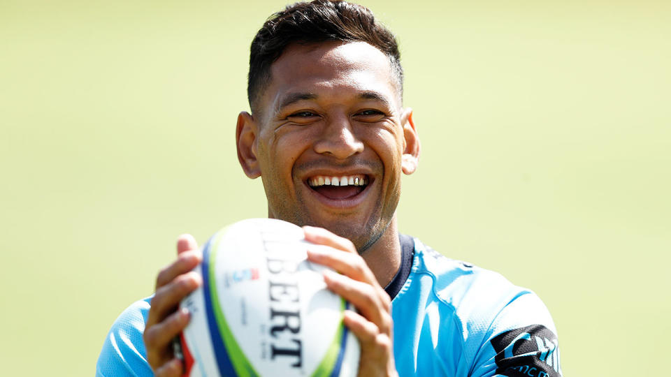 Pictured here, Israel Folau during his NSW Waratahs playing days.