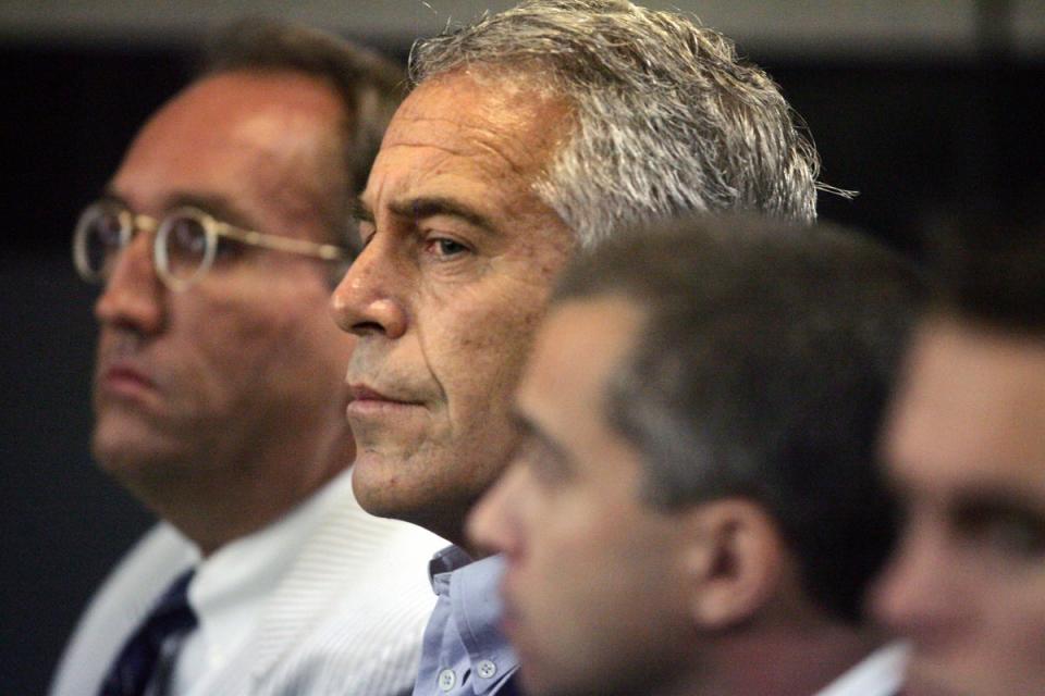 Jeffrey Epstein appears in court in West Palm Beach in 2008 (AP)