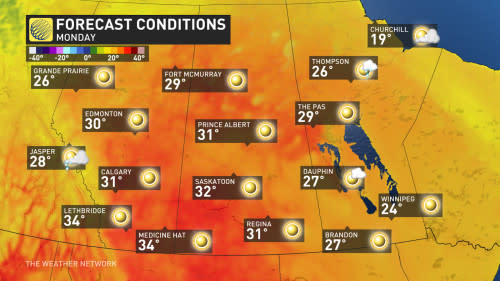 PR temps Monday