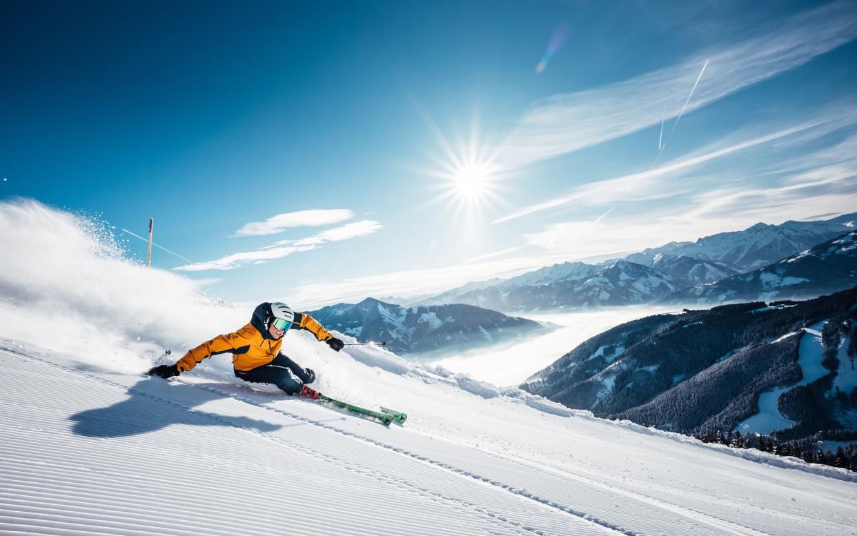 skier on piste - zell am see