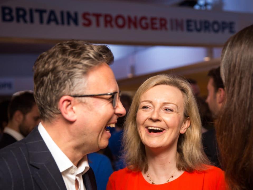Truss en un evento organizado por la campaña Britain Stronger in Europe en 2016 (Getty Images)