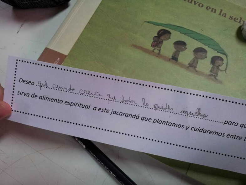 <p>“En Godoy Cruz (una provincia argentina), los niños escribieron deseos en pequeños papelitos y regaron la tierra en el momento de enterrar el libro. Con esto quisimos decirles dos cosas a los chicos: que este libro vuelve a la tierra para volver a ser un árbol. Pero también, que no es un objeto cualquiera, es un libro. Y un libro tiene el poder especial de hacernos crecer”, agregó Raquel Franco a <em>La Nación</em>. </p>