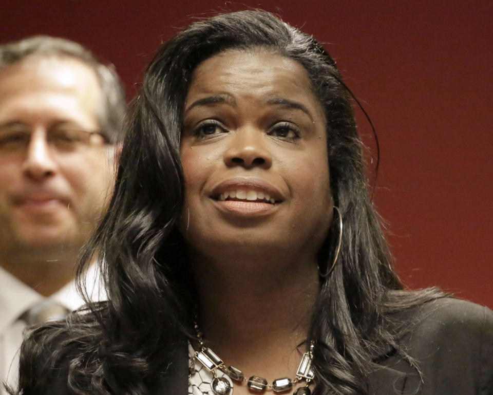 FILE - In this Dec. 2, 2015, file photo, Kim Foxx, then a candidate for Cook County state's attorney, speaks at a news conference in Chicago. Foxx, Chicago's top prosecutor, recused herself Tuesday, Feb. 19, 2019, from the investigation into the attack reported by "Empire" actor Jussie Smollett shortly after police requested another interview with the actor. (AP Photo/M. Spencer Green, File)