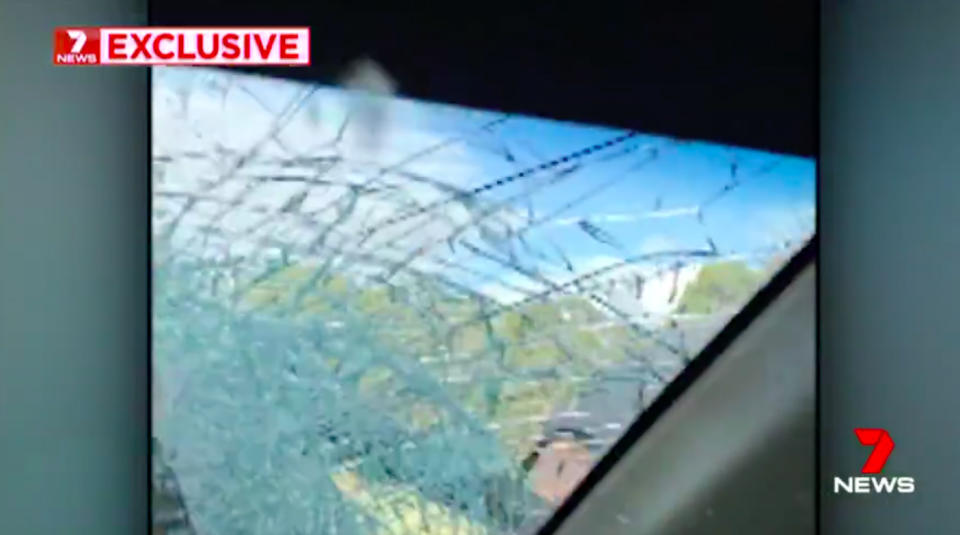 The victim’s car was written off after a road rage attacker allegedly smashed her windows with a pickaxe. Source: 7 News