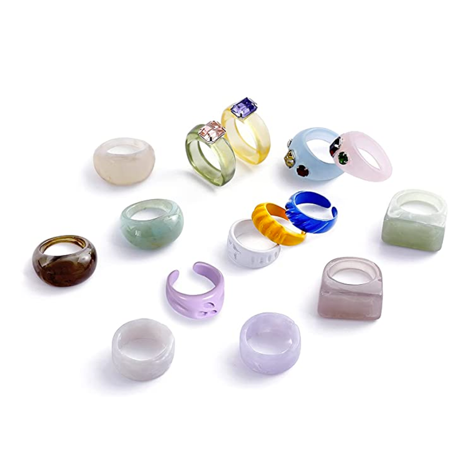 14) Colorful Resin Rings