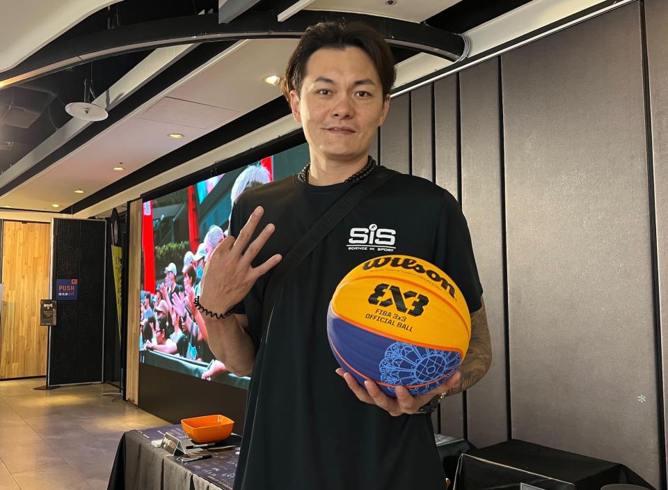 吳岱豪今天出席ABSOLUTE 3x3 記者會。（李宇政攝）