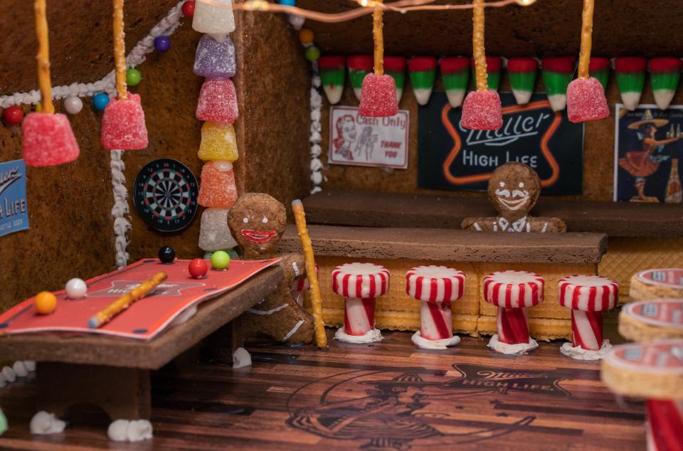 Miller High Life's gingerbread dive bar kits come with a little pool table and pretzel-stick pool cues and candied pool balls.