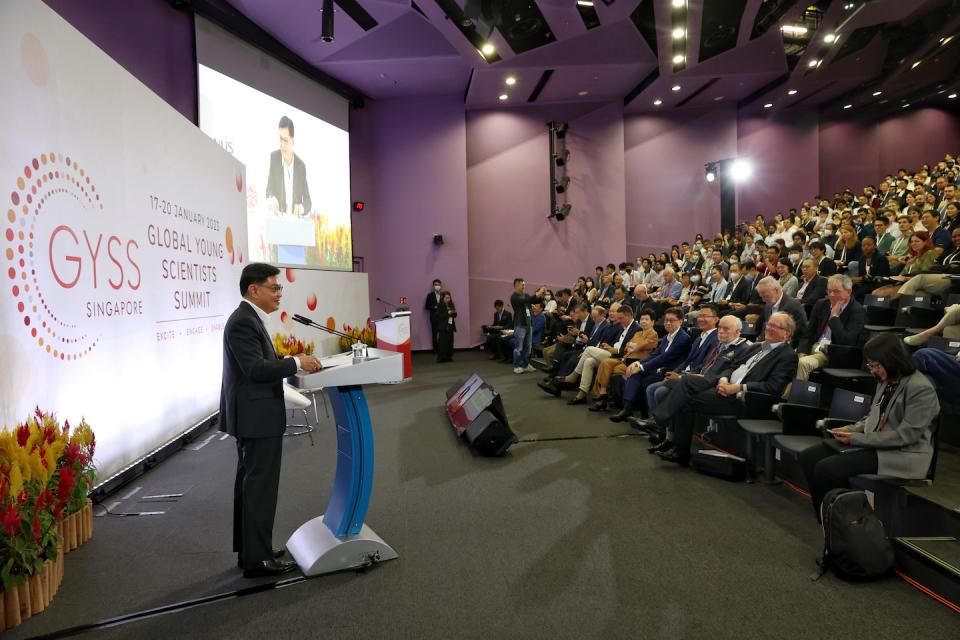 Deputy Prime Minister, Mr Heng Swee Keat, delivering the opening speech at the 11th Global Young Scientists Summit. 