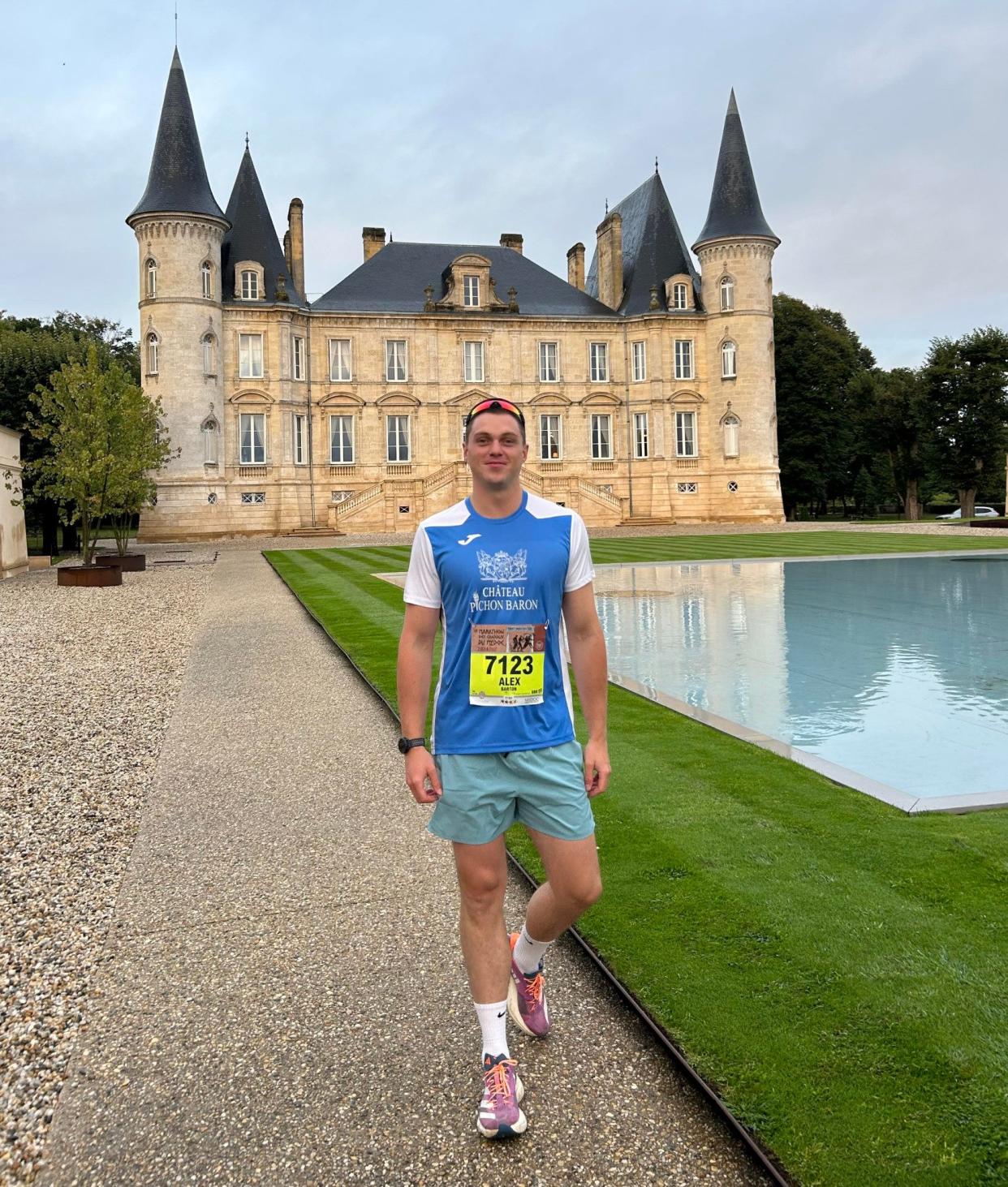 Writer Alex Barton at the Marathon du Medoc