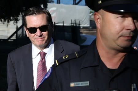 Intelligence Community Inspector General Atkinson departs after testifying at a House Intelligence Committee closed-door hearing on a whistleblower complaint about President Trump's dealings with Ukraine, on Capitol Hill in Washington