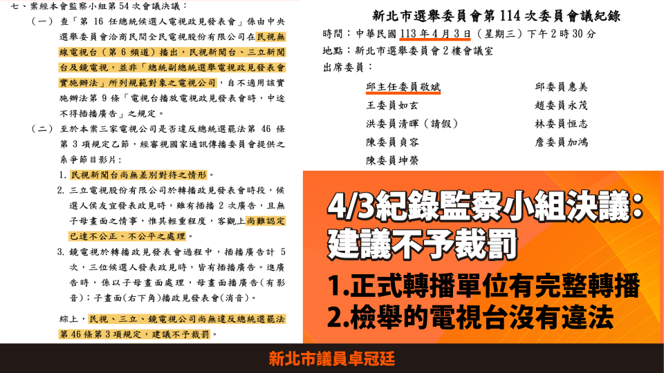 新北選委會檢討媒體，議員痛批違反媒體自由。卓冠廷提供