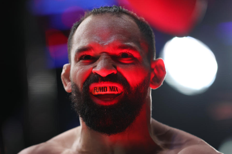 MIAMI, FLORIDA – MARCH 09: Michel Pereira of Brazil celebrates after defeating Michal Oleksiejczuk of Poland during their middleweight bout at UFC 299 at Kaseya Center on March 09, 2024 in Miami, Florida.  (Photo by Megan Briggs/Getty Images)