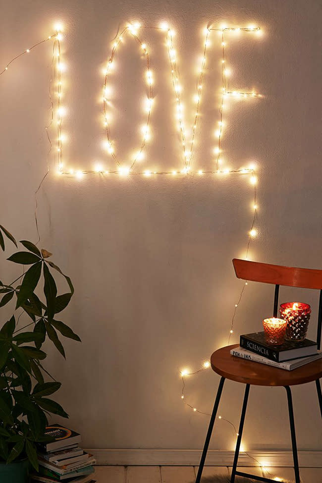 Get creative and use the lights to make some simple wall art. 