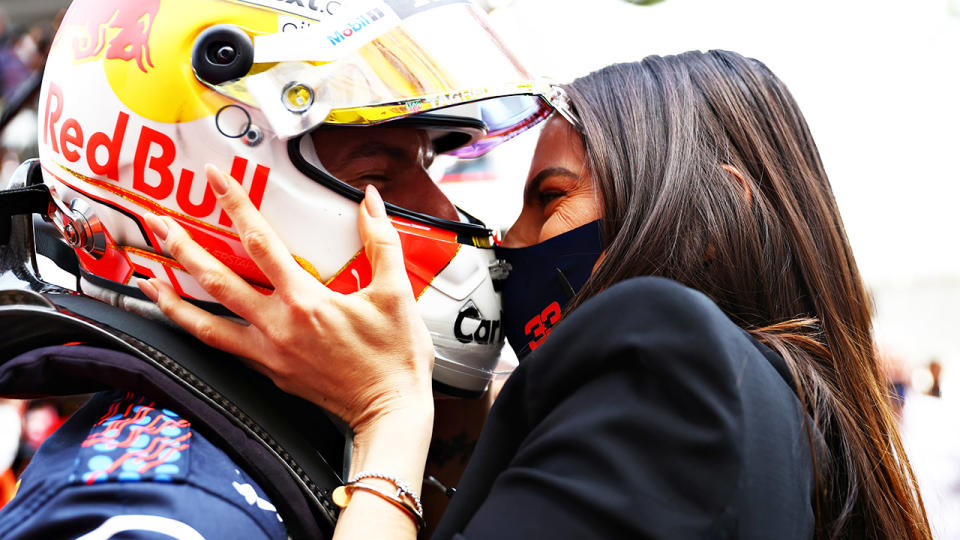 Max Verstappen, pictured here with Kelly Piquet after winning the Monaco Grand Prix.