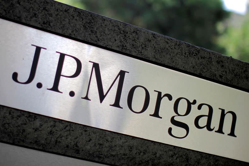 FILE PHOTO: The logo of JPMorgan is seen in Los Angeles