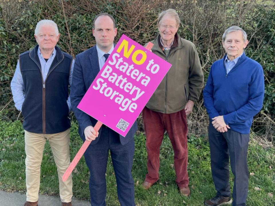 Conservative MP for Buckingham Greg Smith (holding sign) has formally objected to the installation. (gregsmith.co.uk)