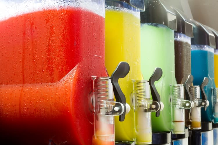 slush, ice, drink, cream, fruit, closeup, italian, granita, cold, icy, green, dessert, sweet, red, beverage, yellow, flavor, cup, summer, straw, homemade, refreshing, colored,