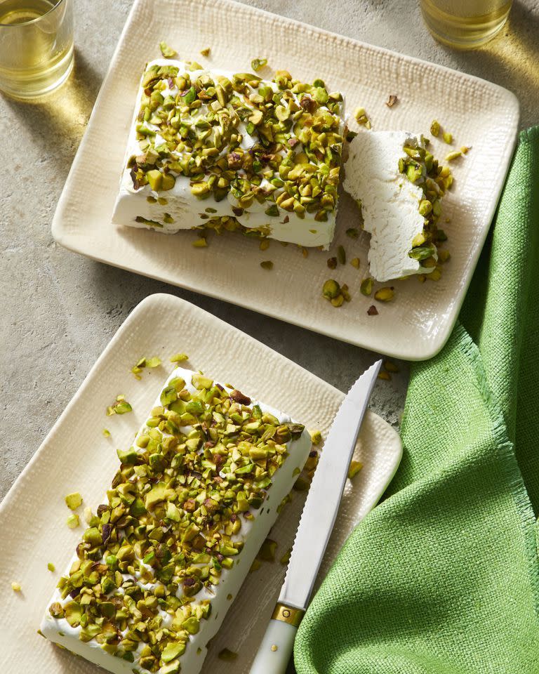 <p>This sweet, nougat-like candy called Divinity is flavored with roasted pistachio nuts for crunch. </p><p>Get the <strong><a href="https://www.womansday.com/food-recipes/food-drinks/a26661934/divinity-candy-recipe/" rel="nofollow noopener" target="_blank" data-ylk="slk:Divinity Candy recipe.;elm:context_link;itc:0;sec:content-canvas" class="link ">Divinity Candy recipe. </a></strong></p>