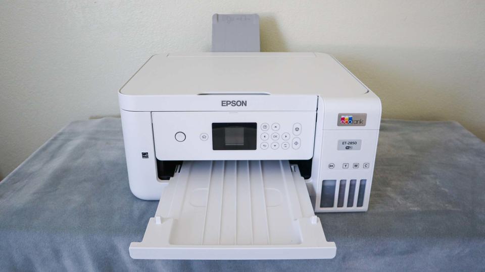 Epson ET-2850 printer sitting on desk