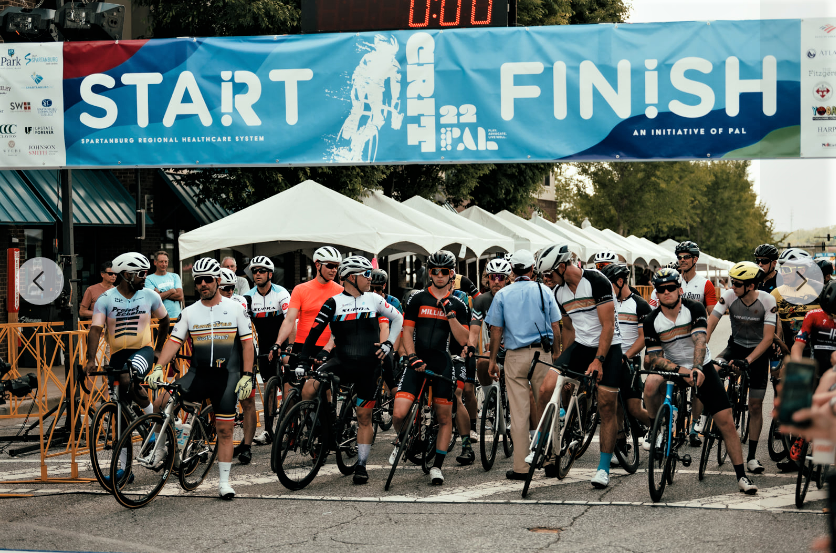 Bicyclists line up for the annual Spartanburg Downtown Criterium bicycle race. Local cyclists say they are excited about TIME Bicycles locating a manufacturing facility in Spartanburg County.