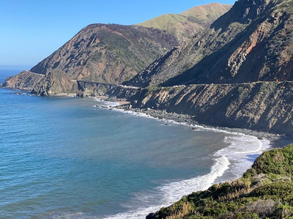 Big Sur’s Big Creek Bridge, looking north up the Pacific Coast.