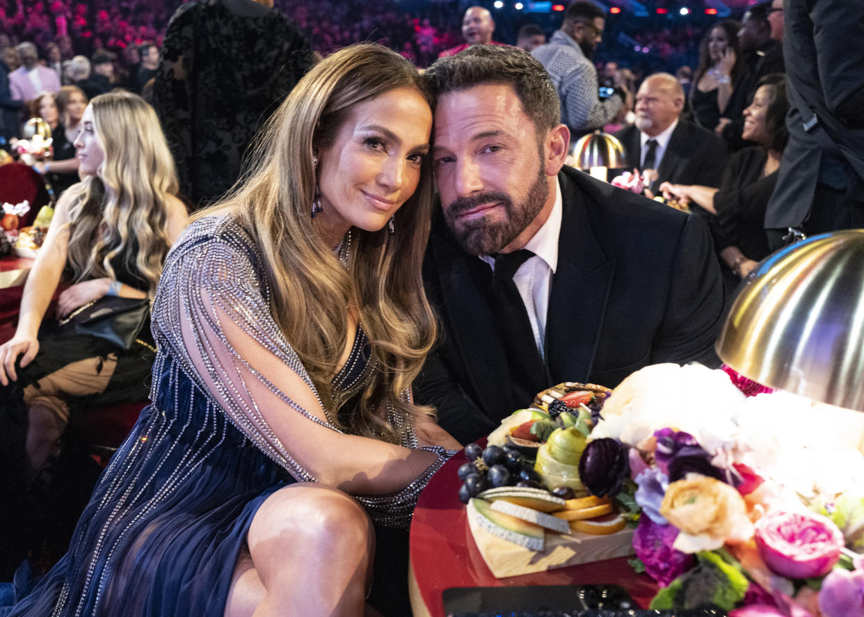 Jennifer Lopez and Ben Affleck at the 65th Grammy Awards at Crypto.com Arena on February 05, 2023 in Los Angeles, California. 