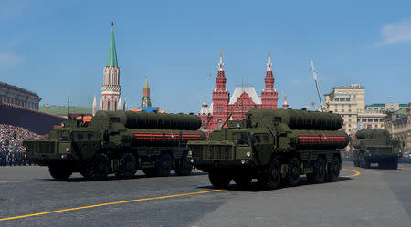 FILE PHOTO: Russian S-400 missile air defence systems on display during a parade marking the 73rd anniversary of the victory over Nazi Germany in World War Two, at Red Square in Moscow, May 9, 2018. REUTERS/Sergei Karpukhin