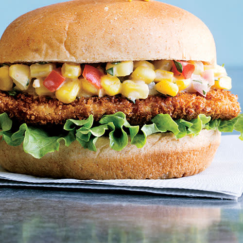 Indiana Pork Tenderloin Sandwiches with Creamy Corn Relish