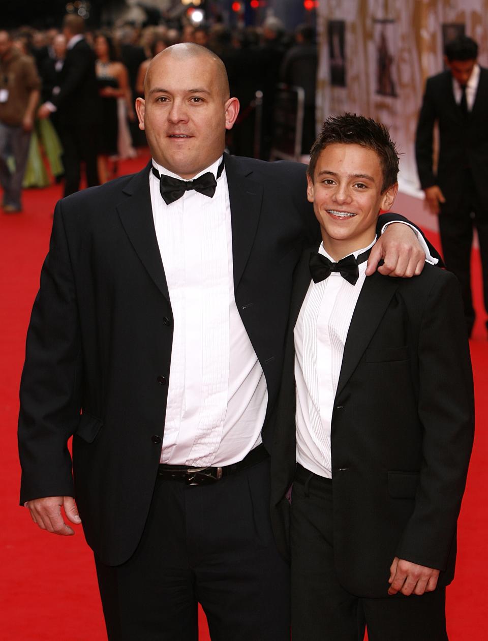 Thomas Daley and his dad Robert arrive for the British Academy Television Awards at the London Palladium, W1.