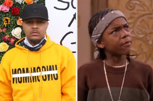 Bow Wow at an event on the left; Lil' Bow Wow in "Moesha" on the right