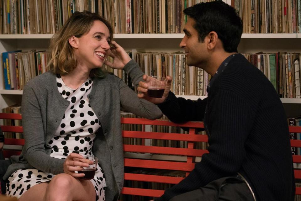 Zoe Kazan as Emily and Nanjiani Kumail as himself in the romantic comedy 'The Big Sick'