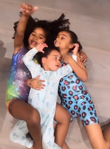 <p>Khloe Kardashian/Instagram</p> Khloé Kardashian shared a clip of kids True, 5, and Tatum, 15 months, playing with niece Dream, 6.