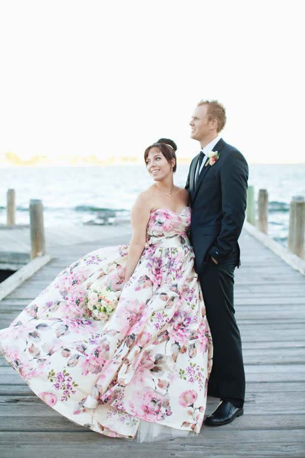 The Floral Dress Vintage weddings are all the rage at the moment and what goes better with a bit of bunting and kitsch crockery than a stunning floral gown.