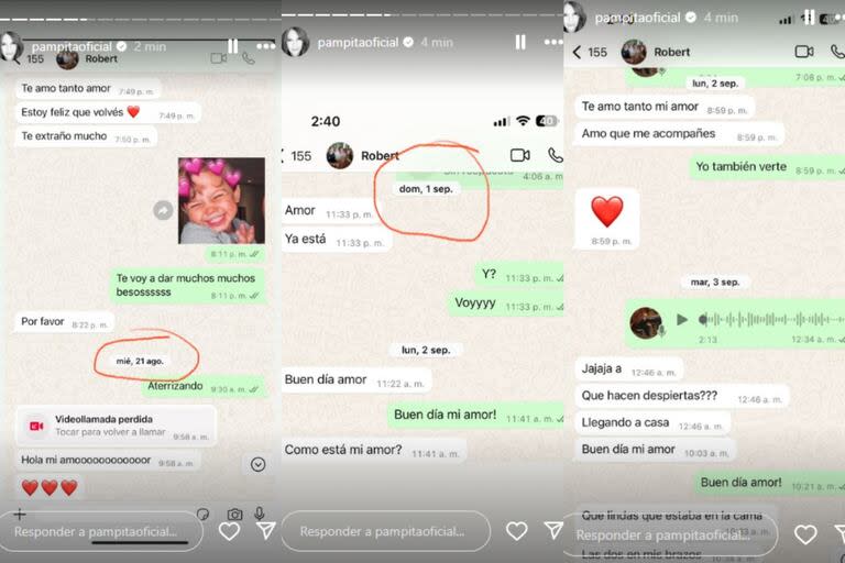 Pampita compartió sus chats con Roberto García Moritán para enfatizar las fechas de la separación (Foto: Instagram @pampitaoficial)