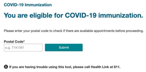 According to Kory Mathewson, this field asking for a postal code was the weak link in the Alberta online tool to book appointments for the COVID-19 vaccine. 