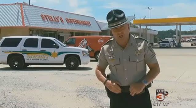 Lieutenant Clay Higgins from St Landry's Sheriff's department kept his promise to make the criminal famous. Photo: Screenshot