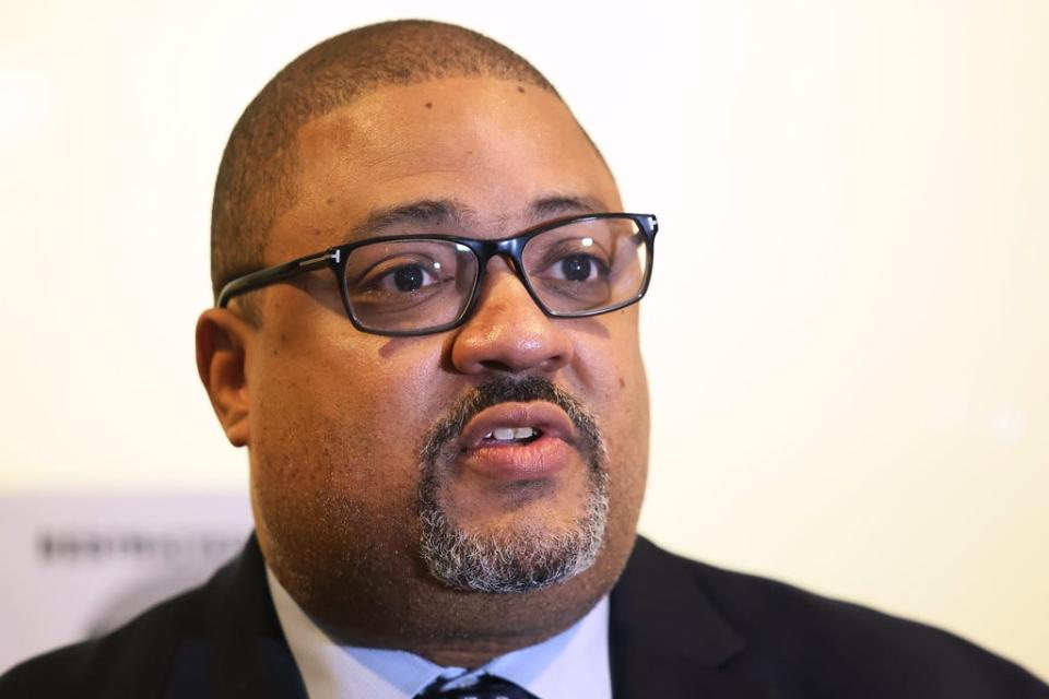 Manhattan District Attorney Alvin Bragg speaks at a press conference after the sentencing hearing of the Trump Organization at the New York Supreme Court on January 13, 2023 in New York City.